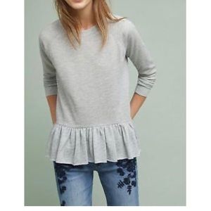 Crew Neck Peplum Sweatshirt, Anthropologie